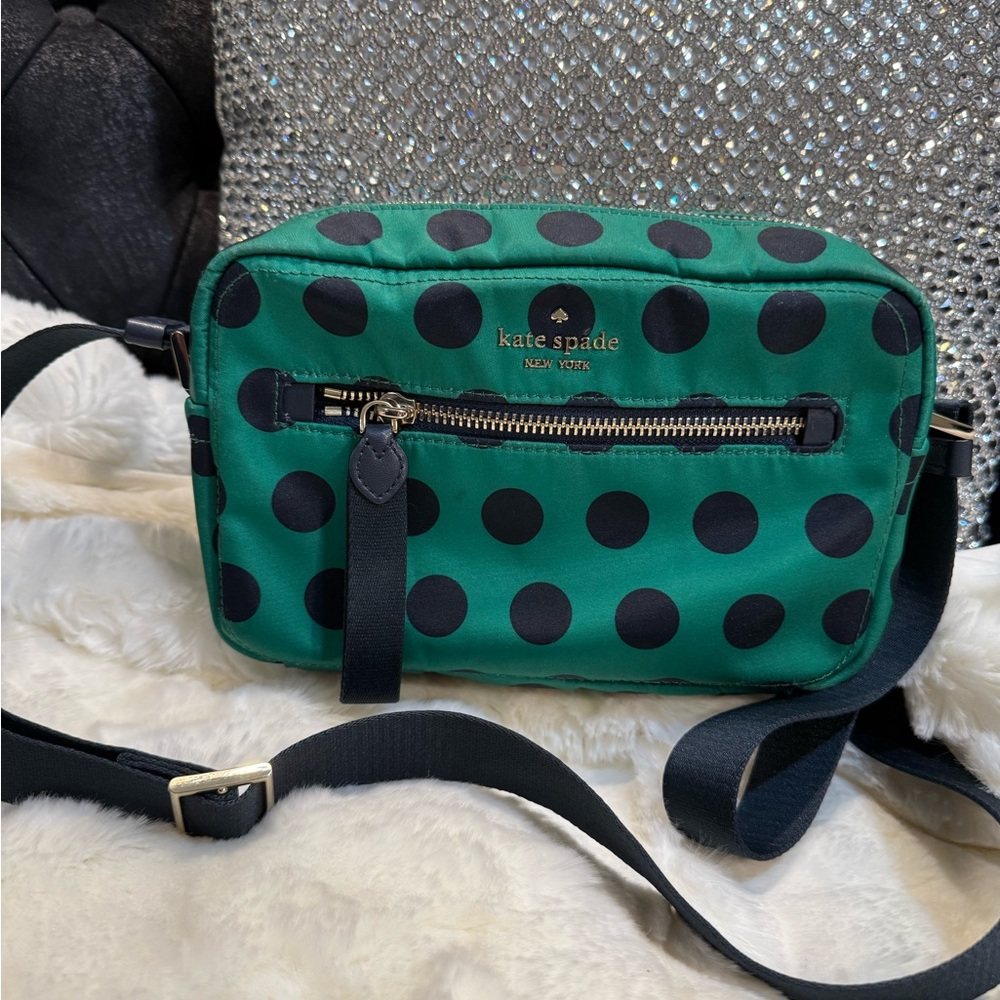 Kate Spade Teal and Black Polka Dot Crossbody Bag
